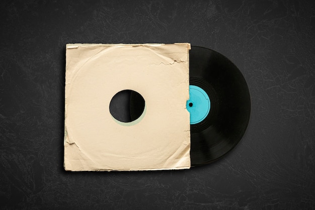 A simple mockup template of a vinyl disc isolated on color suirface