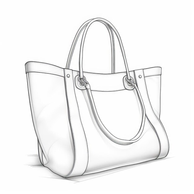 Simple Modeling Puffer Style Tote Bag Sketch