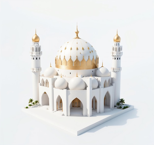 simple mosque miniature 3d rendering