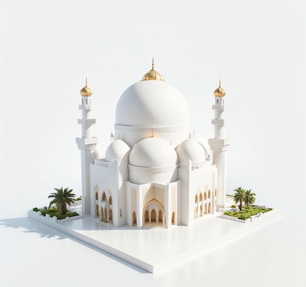 simple mosque miniature 3d rendering