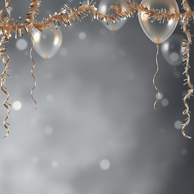 Photo simple new years glittering tinsel and soft bokeh sparkles drift across a smoky gray sky transpar