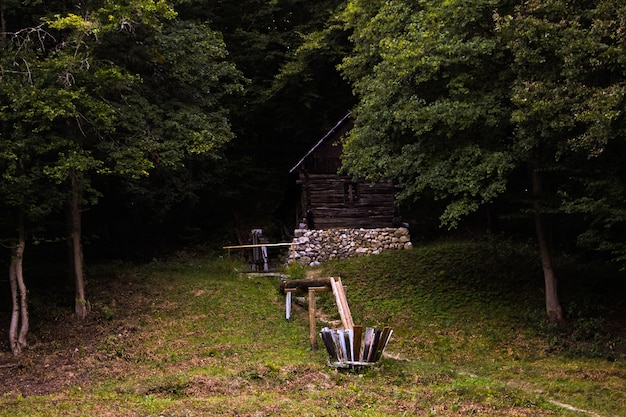 A simple old house in the forest