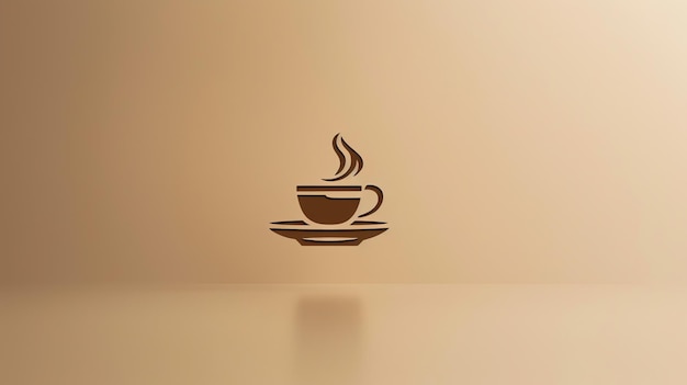 A simple outline of a steaming cup of coffee on a saucer