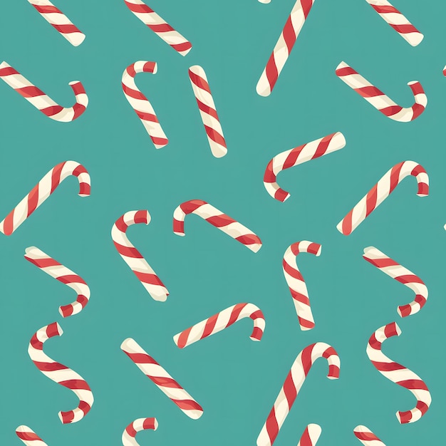 Photo simple pattern of candy canes teal background