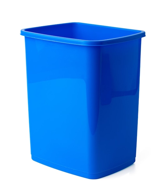 Simple plastic trash can isolated on white background