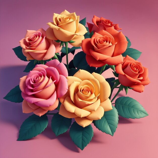 Photo simple plasticine 3d flower bouquet