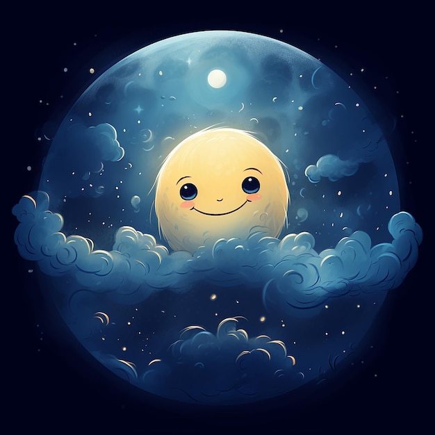 Simple and Playful Cartoon Moon