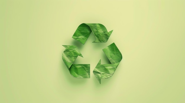 A simple yet powerful image of a recycling symbol formed from green crumpled paper symbolizing the importance of environmental responsibility and sustainability