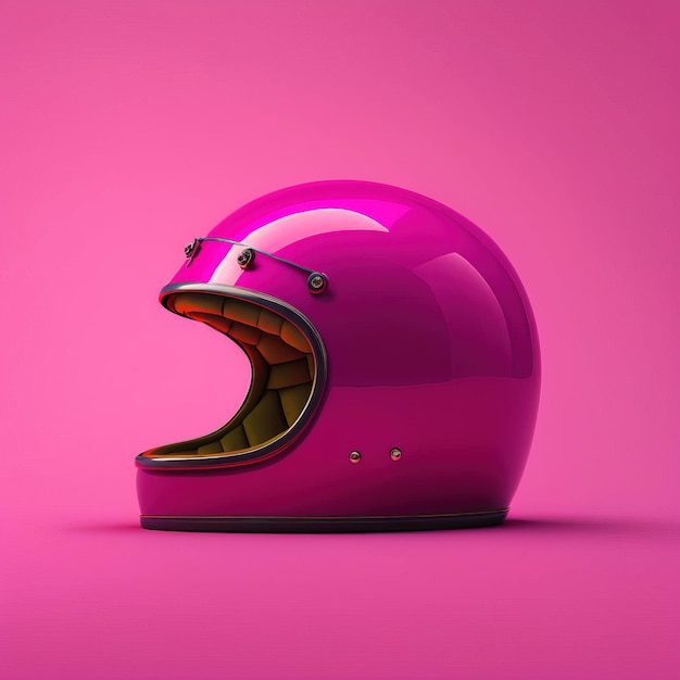 simple purple magenta helmet on a flat magenta background, clean and minimalist