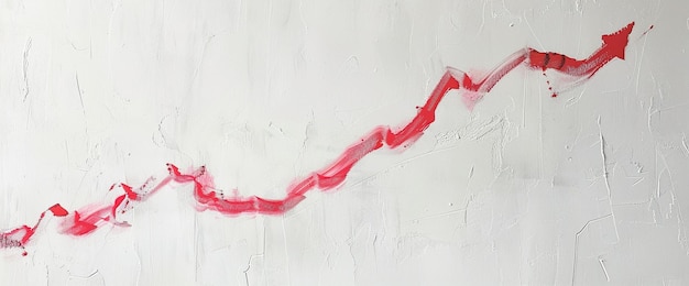 A simple red upwardtrending graph with a steady climb against a plain white canvas