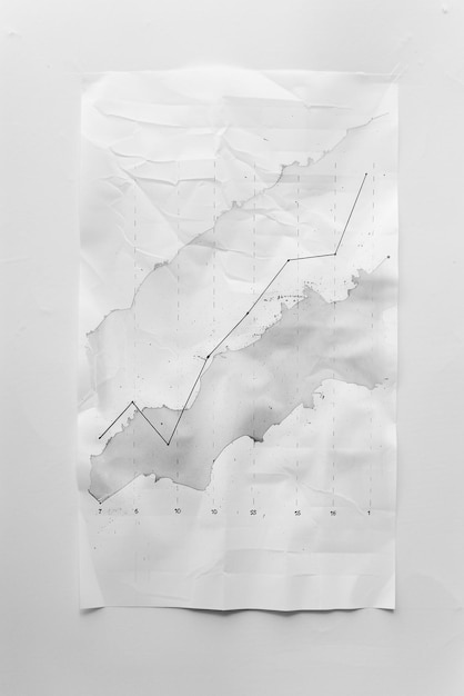 Photo a simple rising line graph on a soft white canvas indicating upward trends