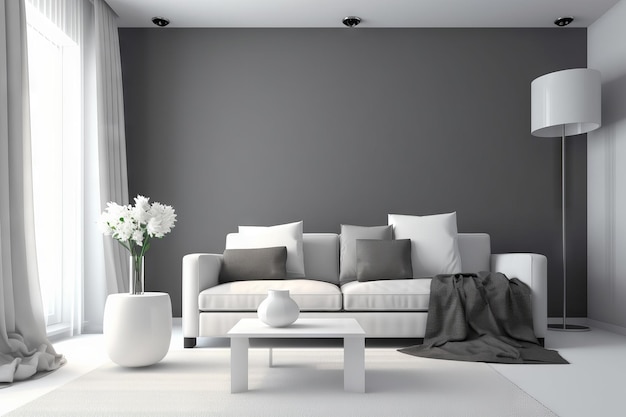 Simple room with monochromatic color palette and minimal decor