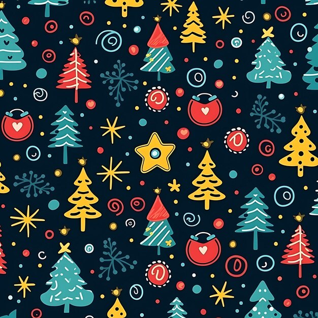 Simple Seamless Doodle Christmas Theme Pattern