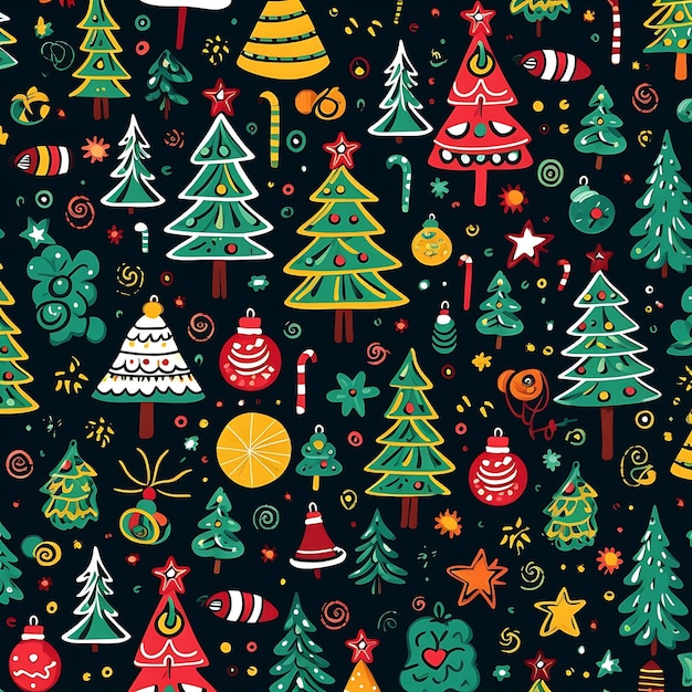 Simple Seamless Doodle Christmas Theme Pattern