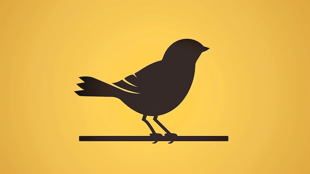 A simple silhouette of a bird perched on a branch