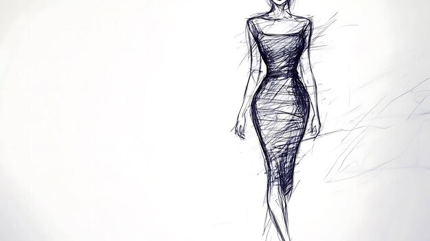 Photo a simple sketch of a woman in a dress