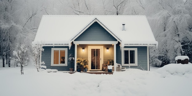 Simple snow cottage exterior highly detailed photo taken by incredibly detailed highly realistic