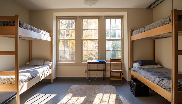 Photo simple studentstyle dorm bedroom hostel dormitory room