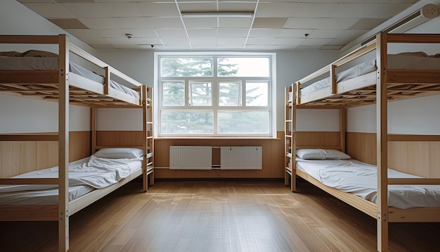 Photo simple studentstyle dorm bedroom hostel dormitory room