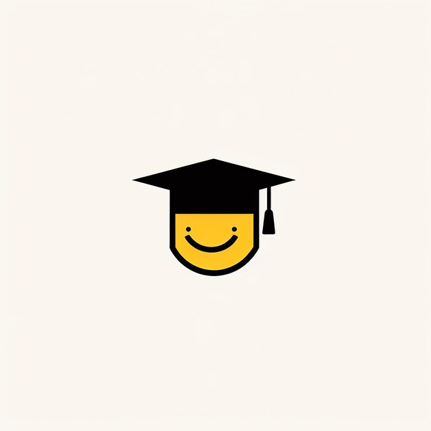 Photo simple study smile logo graduation hat cap toga arrow