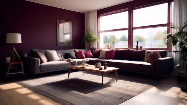 Simple style living room hyper realistic photography of a beautiful bright modern