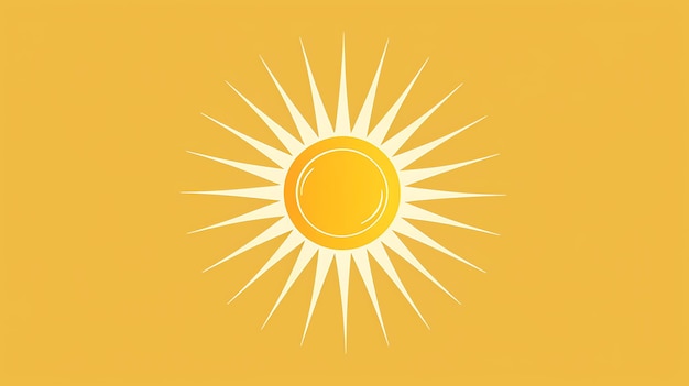 Simple sun icon with white rays on yellow background