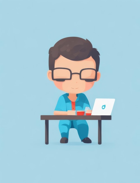 simple tiny man cute vector design project manager flat