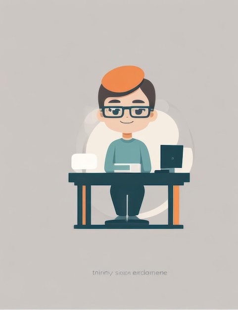 simple tiny man cute vector design project manager flat