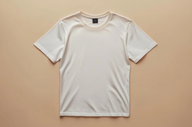 Photo simple tshirt flatlay mockup in beige background created with generative ai