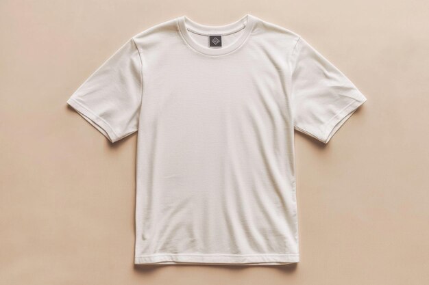 Photo simple tshirt flatlay mockup in beige background created with generative ai