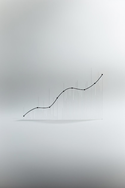 A simple upward line graph on a neutral white backdrop