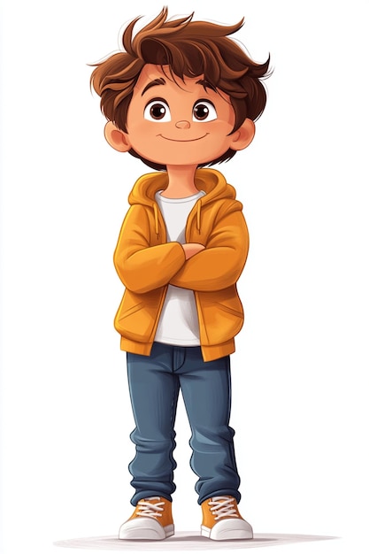 Photo a simple vector cartoon of a smiling little boy