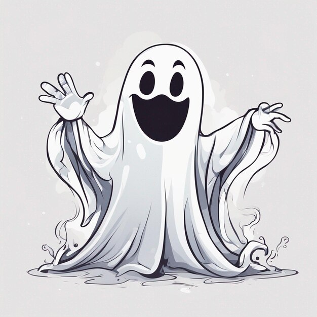 Simple vector cute dabbing halloween ghost on a white background