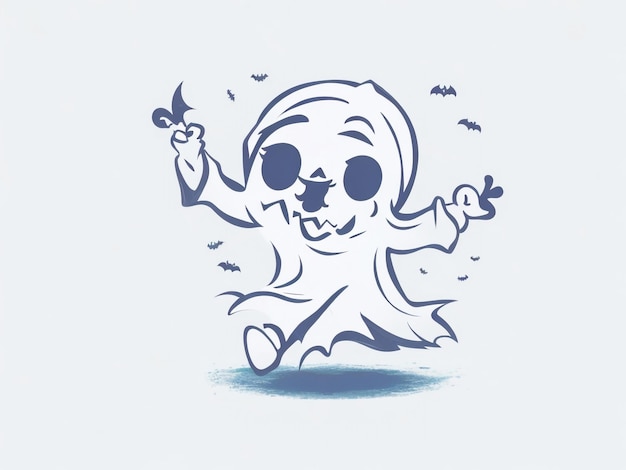 A simple vector cute dabbing Halloween ghost