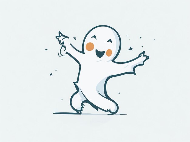 A simple vector cute dabbing Halloween ghost