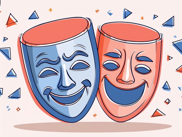 simple vector illustration of two theater masks