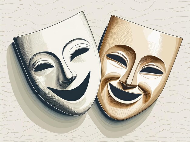 simple vector illustration of two theater masks