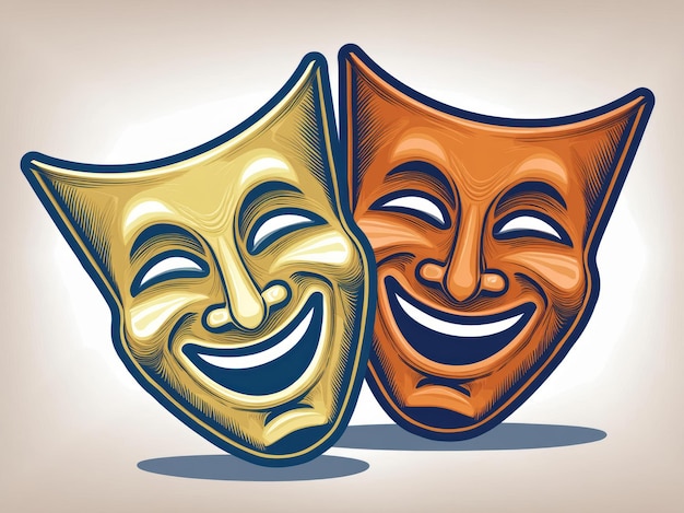 simple vector illustration of two theater masks