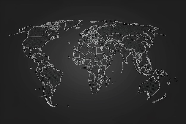 Simple vector world map outlines featuring Africa