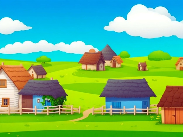 Simple Village Houses Background for Kids Story