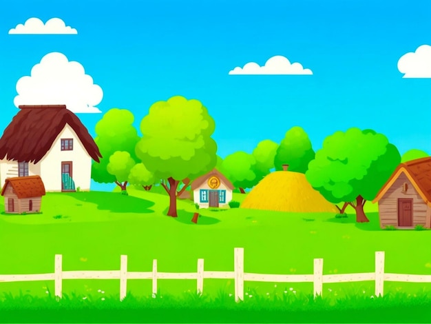 Simple Village Houses Background for Kids Story