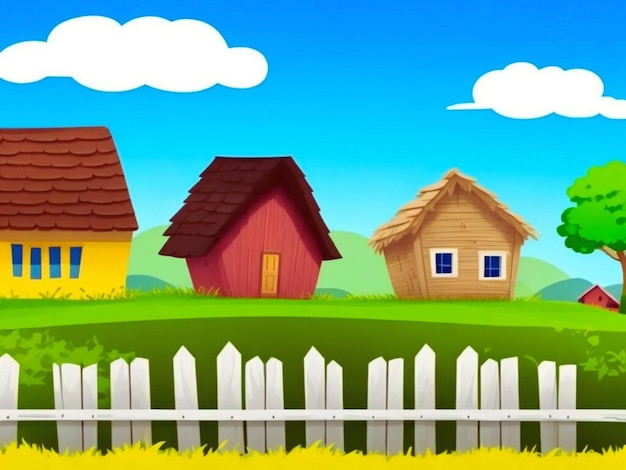 Simple Village Houses Background for Kids Story