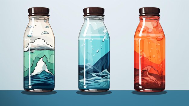 Simple water bottle illustrations