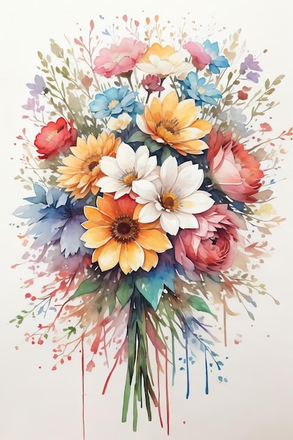 simple watercolor drawing watercolor a bouquet of flowers