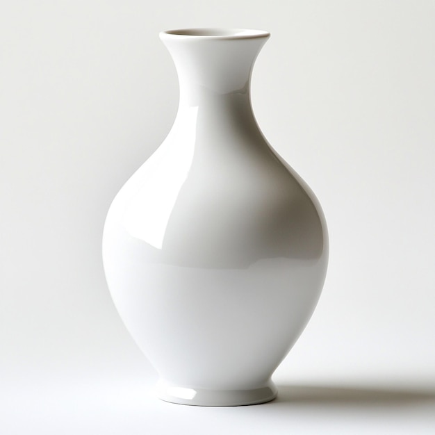 Photo simple white ceramic vase isolated on solid white natural light highlighting its shape