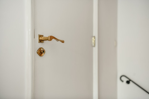 Simple white door with metallic handle