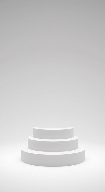 Photo simple white podium with three steps on a white background