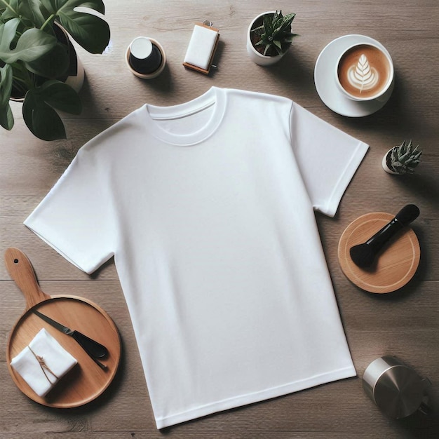 A simple white tshirt mockup