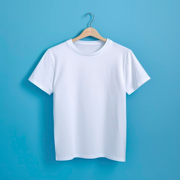 Simple White TShirt on Soft Blue Background AI Generative