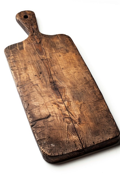 A simple wooden cutting board on a clean white surface Ideal for food preparation concepts